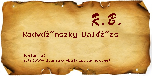 Radvánszky Balázs névjegykártya