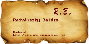 Radvánszky Balázs névjegykártya